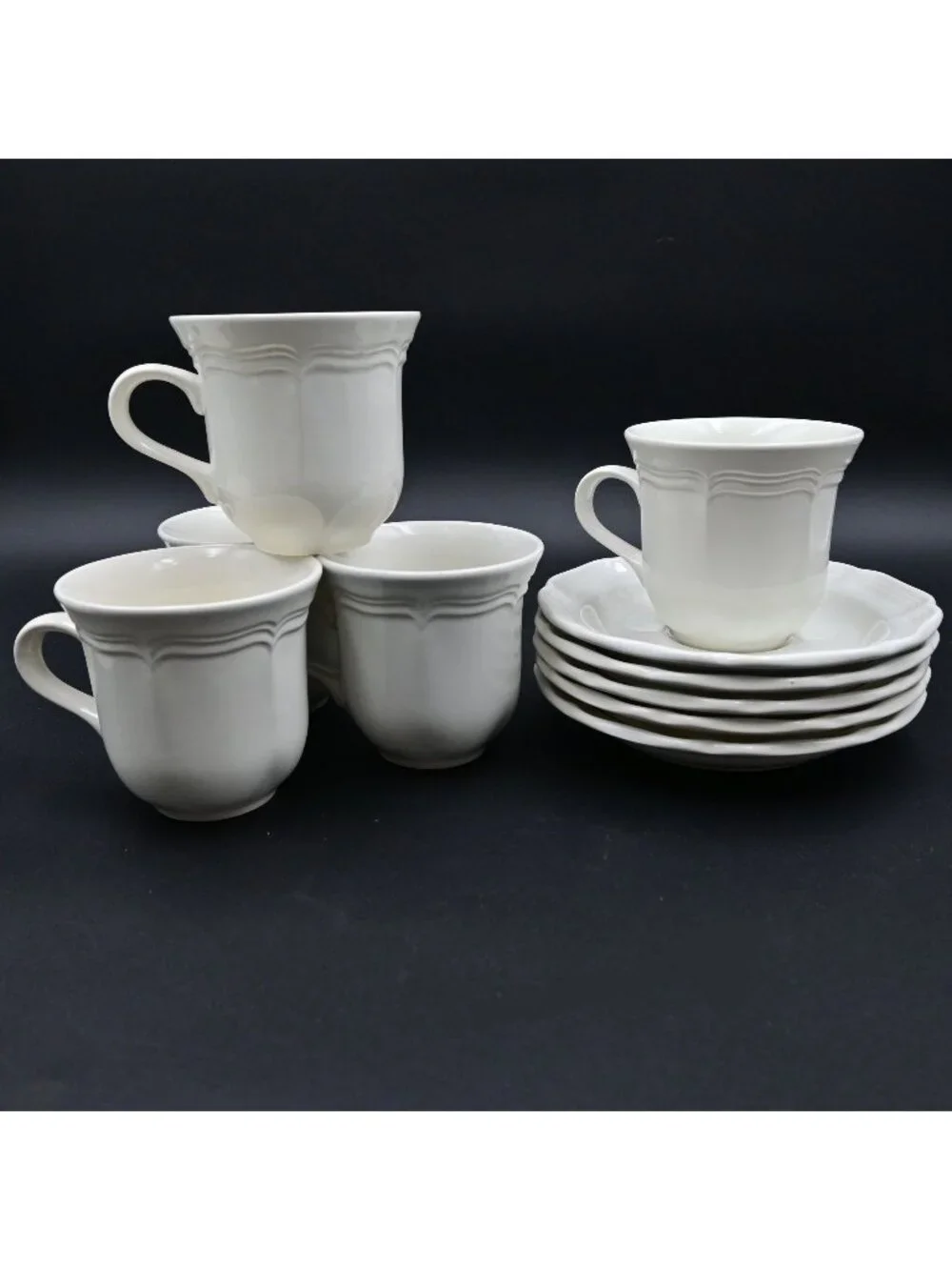 Mikasa French Countryside Coffee Mugs With Saucers Set Of 5 F9000
